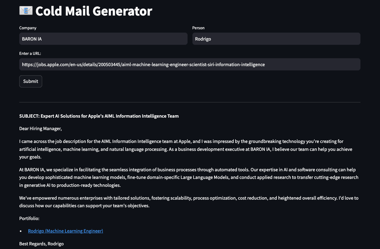 AI-Powered Cold Mail Generator